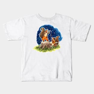 Squirrel Couple Musicians Watercolour Kids T-Shirt